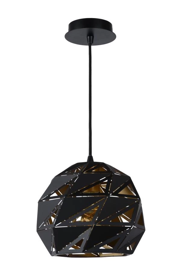 Lucide MALUNGA - Hanglamp - Ø 25 cm - 1xE27 - Zwart - uitgezet